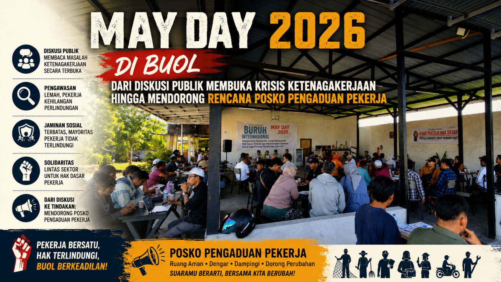 May Day 2026 di Buol: Dari Diskusi Publik Membuka Krisis Ketenagakerjaan hingga Mendorong Rencana Posko Pengaduan Pekerja Foto Fdiskusi May Day 1600x900